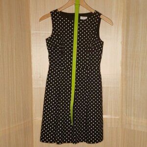 Tahari Womens Petite Black Polka-dot Sleeveless Sheath Dress With Belt 2P